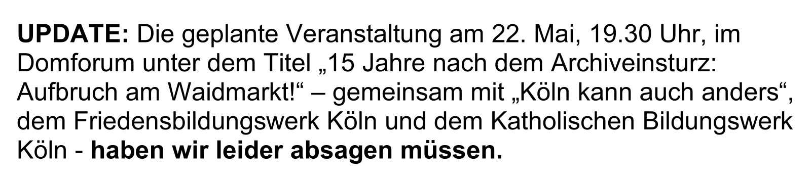 Absage Domforum